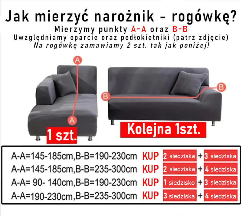 Jak zmierzyć narożnik w celu wybrania rozmiaru pokrowca